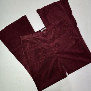 Burgundy Flare Corduroy Pants Womens 31X30 High Rise Bareback Good Luck Gem NWOT
